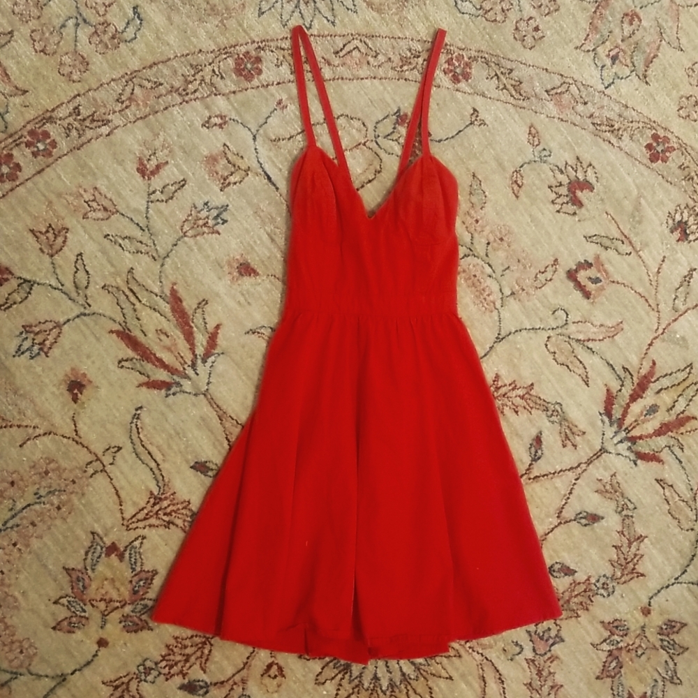 Guess Red Dress with Adjustable Crisscross Straps 100% cotton